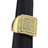 Mens Gold Finish Double Square Iced Bling Ring