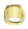 Mens Gold Finish Double Square Iced Bling Ring