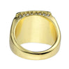 Mens Gold Finish Double Square Iced Bling Ring