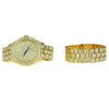 Mens Gold Finish "Hour Marks" Hip Hop Watch & Bracelet Set