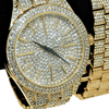 Mens Gold Finish "Hour Marks" Hip Hop Watch & Bracelet Set