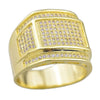 Mens Gold Finish Rectangle Iced CZ Ring 16x11MM