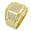 Mens Gold Finish Rectangle Iced CZ Ring 16x11MM