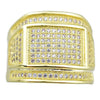 Mens Gold Finish Rectangle Iced CZ Ring 16x11MM