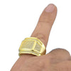Mens Gold Finish Rectangle Iced CZ Ring 16x11MM