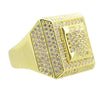 Mens Gold Finish Square CZ Iced Ring 20x20MM