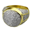 Mens Gold Finish Two Tone 19MM Iced Round Dome Ring