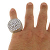 Mens Huge CZ Iced Flower Cluster Gold Finish Ring 27MM