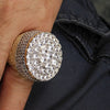 Mens Huge CZ Iced Flower Cluster Gold Finish Ring 27MM