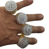 Mens Huge CZ Iced Flower Cluster Gold Finish Ring 27MM