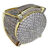 Mens Huge CZ Round Two-Tone Ring 22MM