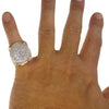 Mens Huge CZ Round Two-Tone Ring 22MM