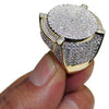 Mens Huge CZ Round Two-Tone Ring 22MM