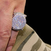 Mens Huge CZ Round Two-Tone Ring 22MM