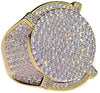 Mens Huge CZ Round Two-Tone Ring 22MM