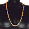 Mens Rose Gold Finish Rope Chain Necklace 30" x 10MM
