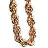 Mens Rose Gold Finish Rope Chain Necklace 30" x 10MM