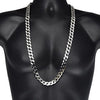 Mens Silver Tone Cuban Link Chain Necklace 33" x 15MM