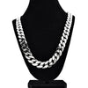 Mens Silver Tone Cuban Link Chain Necklace 33" x 15MM