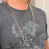 Mens Silver Tone Cuban Link Chain Necklace 33" x 15MM