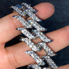 Mens Silver Tone Spike Iced Flooded Out Bracelet 25MM Thick x 9.5"
