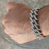 Mens Silver Tone Spike Iced Flooded Out Bracelet 25MM Thick x 9.5"