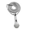 Mic Silver Tone Microphone Iced Flooded Out 36" Franco Chain Necklace