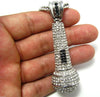 Mic Silver Tone Microphone Iced Flooded Out 36" Franco Chain Necklace