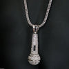 Mic Silver Tone Microphone Iced Flooded Out 36" Franco Chain Necklace