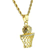 Micro Basketball Pendant Gold Finish Rope Chain 24"