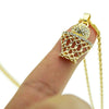 Micro Basketball Pendant Gold Finish Rope Chain 24"