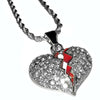 Micro Broken Heart Pendant  Silver Tone Rope Chain Necklace 24"