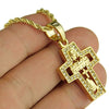Micro Combo Cross Gold Finish Rope Chain Necklace 24"