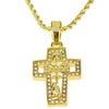 Micro Combo Cross Gold Finish Rope Chain Necklace 24"