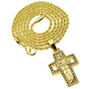 Micro Combo Cross Gold Finish Rope Chain Necklace 24"