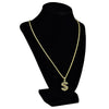 Micro Dollar Sign Iced Pendant Rope Gold Finish Chain Necklace 24"