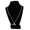 Micro Gun Pistol Iced Pendant Rope Chain Gold Finish Necklace 24"