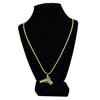 Micro Gun Pistol Iced Pendant Rope Chain Gold Finish Necklace 24"