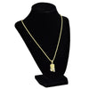 Micro Jesus Head Iced Pendant Gold Finish 24" Rope Necklace