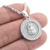 Micro Jesus Head Round Silver Tone 24" Rope Chain Necklace