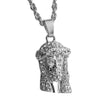 Micro Jesus Head Silver Tone 24" Rope Chain Necklace