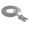 Micro Jesus Head Silver Tone 24" Rope Chain Necklace