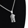 Micro Jesus Head Silver Tone 24" Rope Chain Necklace