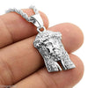 Micro Jesus Head Silver Tone 24" Rope Chain Necklace