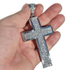 Micro Pave Silver Tone Iced Flooded Out Jesus Cross Pendant