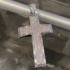 Micro Pave Silver Tone Iced Flooded Out Jesus Cross Pendant