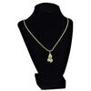 Micro Praying Hands Iced Gold Finish Rope Chain Necklace 24"