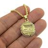 Micro The Last Supper Iced Pendant Rope Chain Gold Finish Necklace 24"