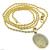 Micro Virgin Mary Oval Gold Finish Chain Necklace 24"