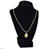 Micro Virgin Mary Oval Gold Finish Chain Necklace 24"